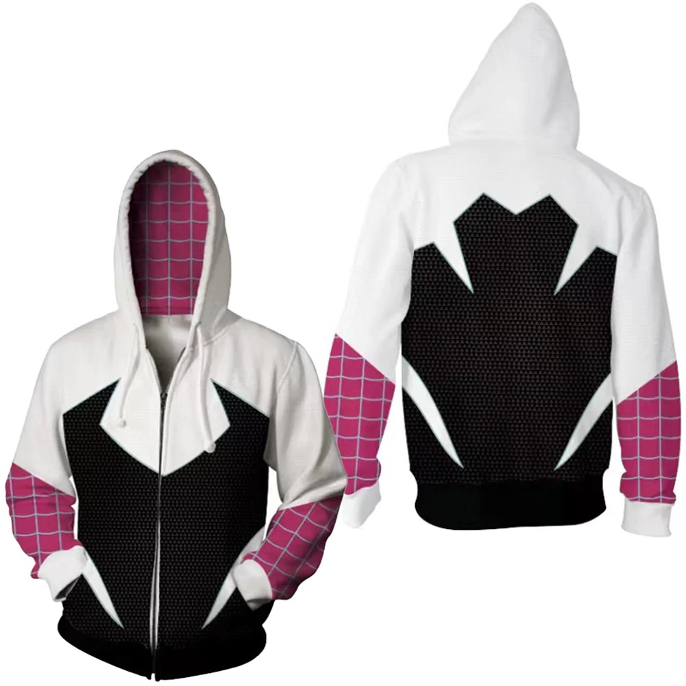 554105733 Halloween Parallel Universe 2 Spider-Man Gwen 3D Digital Print Zip-Up Hoodie Casual Cosplay Apparel - Image 6